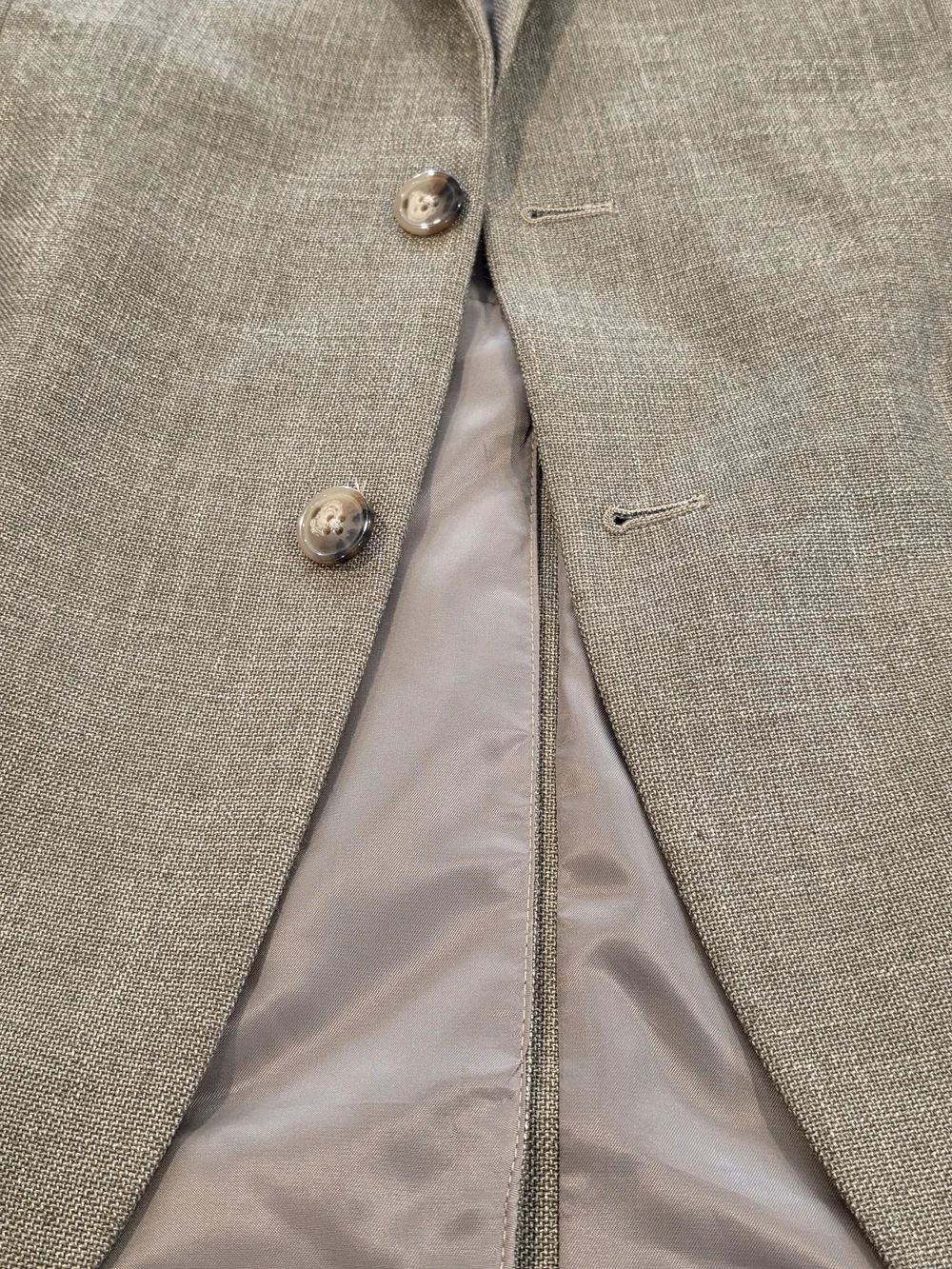 44L Men's Chaps Ralph Lauren Blazer Golden Tan Hopsack Linen Poly Sport Coat
